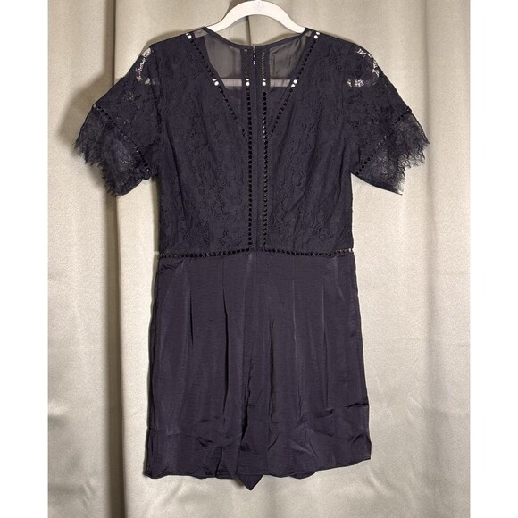 Sugar + Lips Black Lace Top Shorts Romper Jumpsuit Size Large NWT - Picture 2 of 9